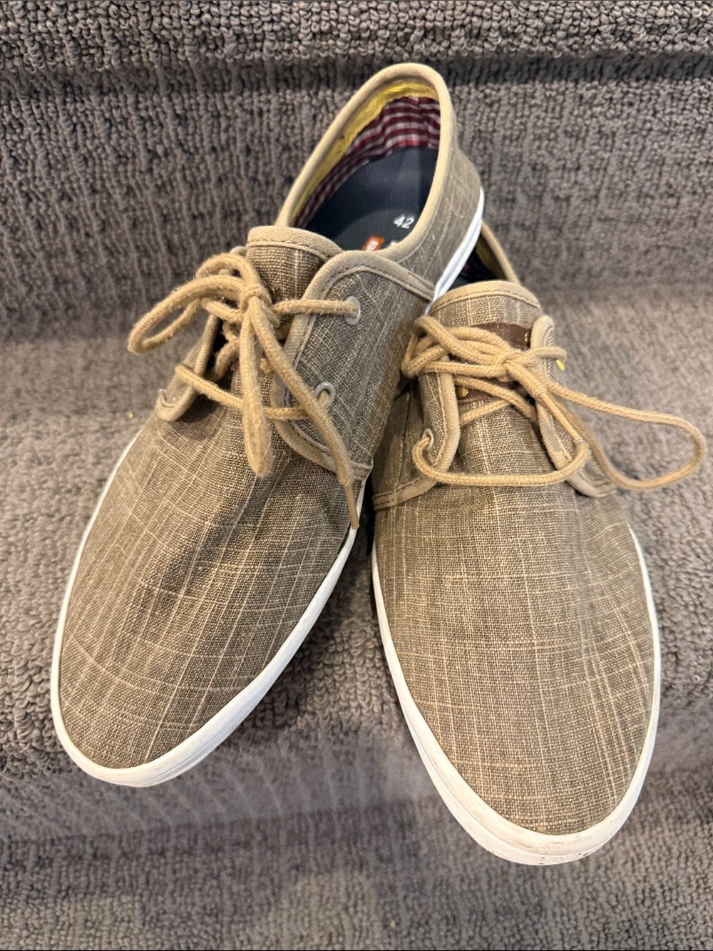 2 for 20$ ✌🏻Bugatti Men's Tan Plaid-Textured Lace-Up Sneakers